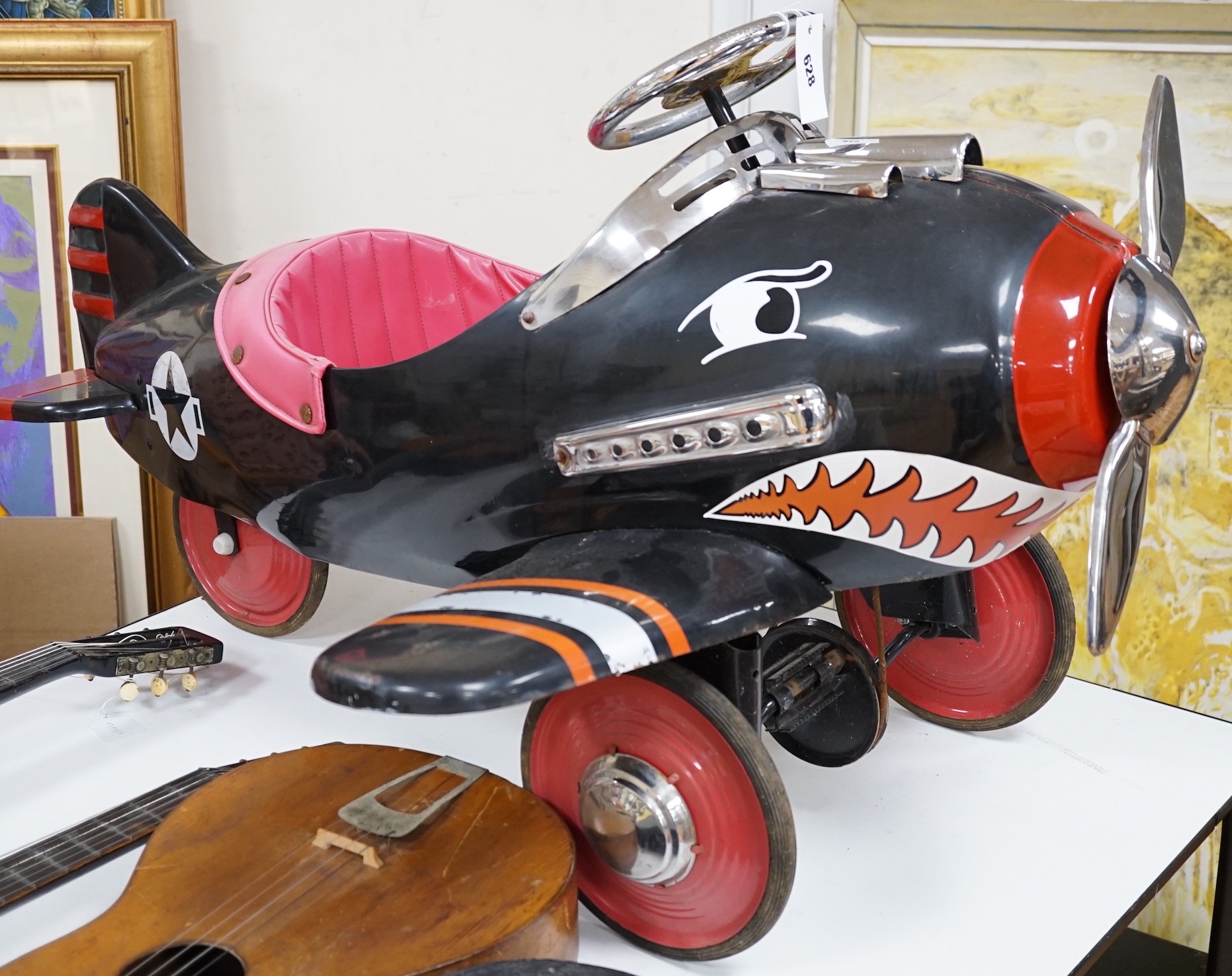 A vintage American Airflow Shark Attack child's pedal aeroplane